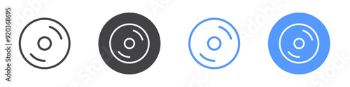 CD icon Flat simple outline set