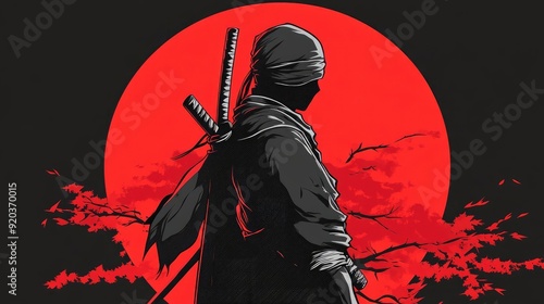 2D Ninja Illustration in Classic Japanese Anime Comic Style