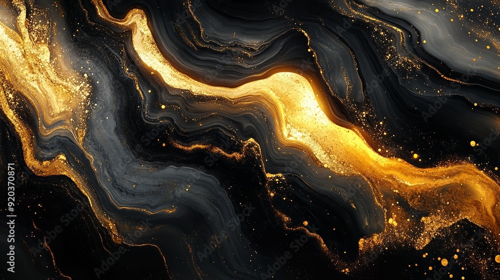Acrylic textured art in black and gold colors in a stylized fashion background Acrylic textured art in black and gold colors in a stylized fashion background
