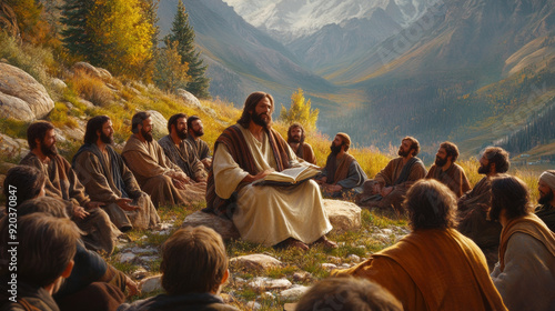 Jesus teaching the Sermon on the Mount