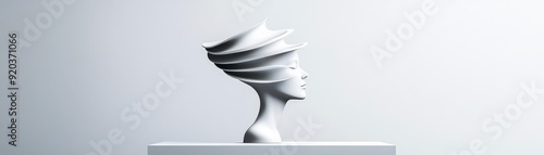 Abstract sculpture of a person transforming into an abstract shape, representing the fluidity of human development, personal metamorphosis, evolutionary growth