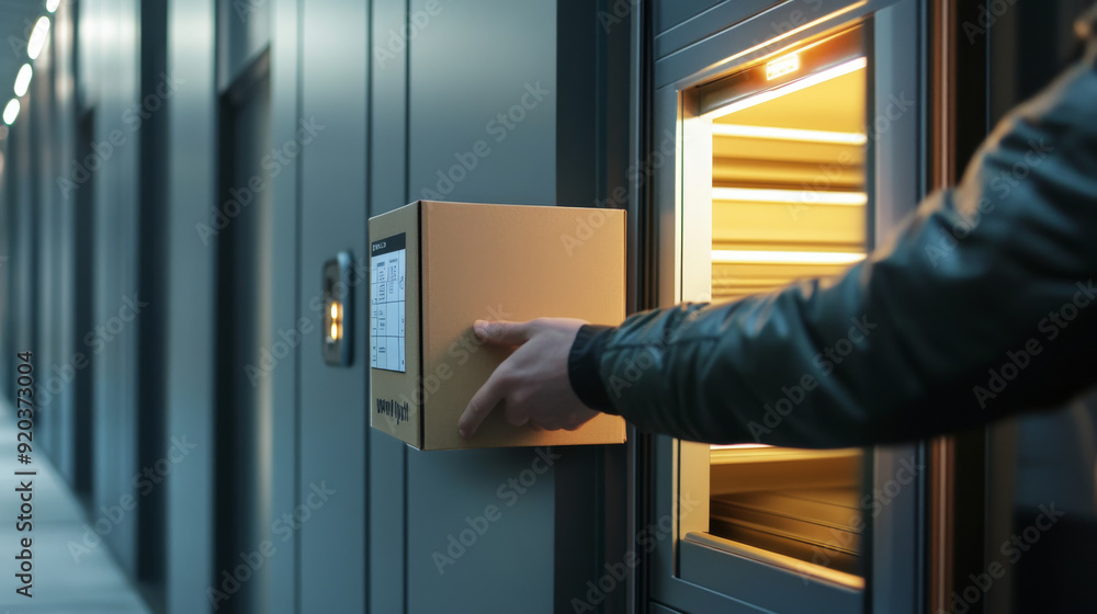 Parcel being placed into a smart delivery locker