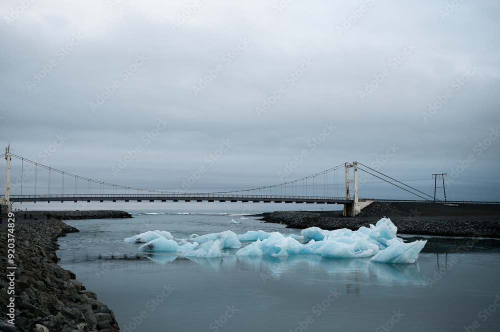 Fototapeta premium bridge at Jokulsarlon in largest glacier lagoon in Iceland