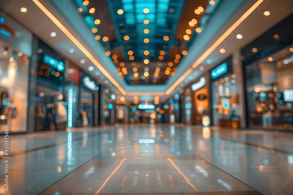 Vibrant Shopping Mall Interior with Glowing Lights and Modern Design Vibrant Shopping Mall Interior with Glowing Lights and Modern Design