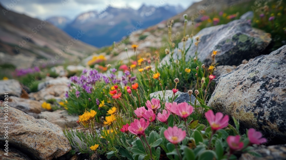 Obraz premium Vibrant Wildflowers Bloom in the Rocky Mountains