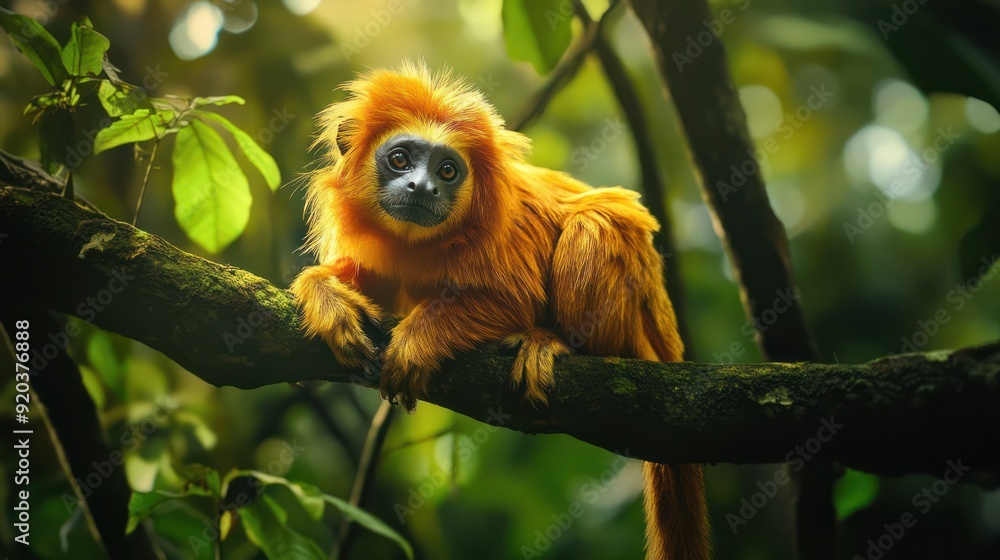 Golden Lion Tamarin in the Rainforest Golden Lion Tamarin in the Rainforest