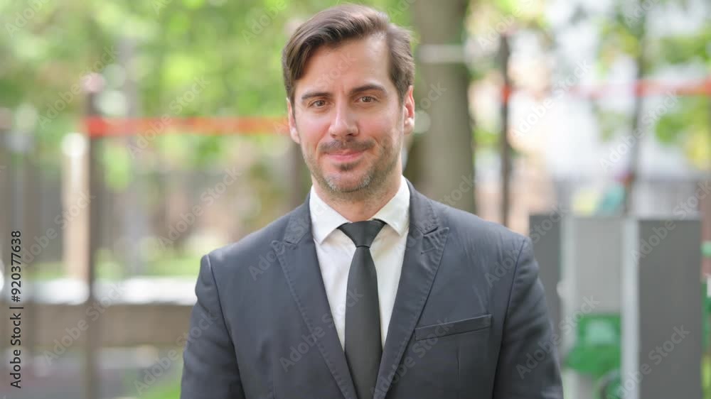 Rejecting Gesture by Tense Young Businessman Outdoor Rejecting Gesture by Tense Young Businessman Outdoor