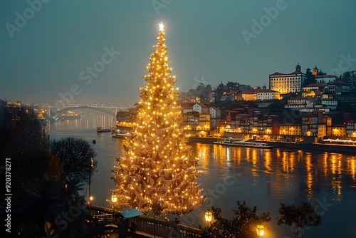 Enchanting Christmas Scene by the River in Porto