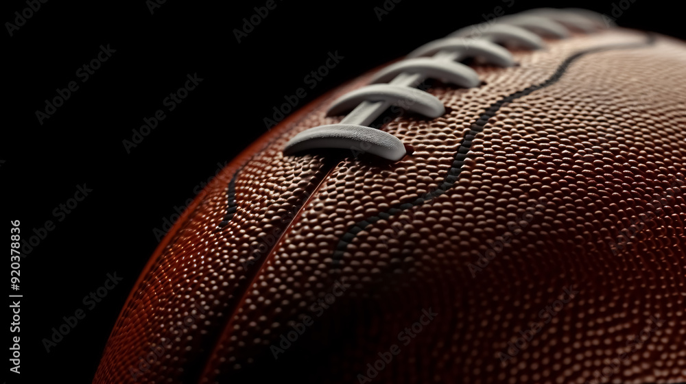American football ball close up on black background. American football ball close up on black background.