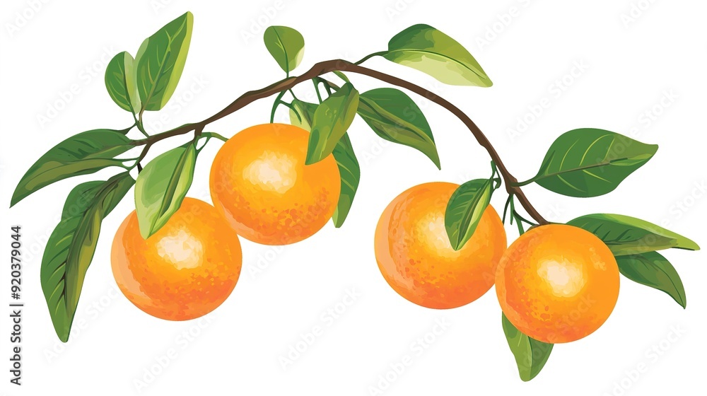 Orange Satsuma Vector Art on White Background Orange Satsuma Vector Art on White Background
