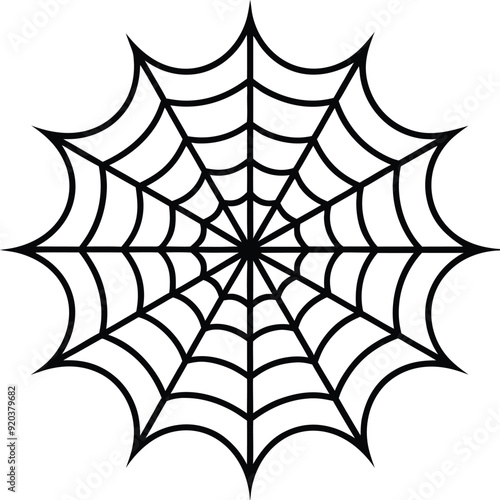 Silhouette: A spider-vector spider spinning a complex side web