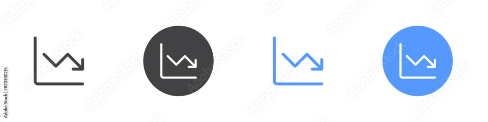 loss chart icon linear graphics set vector in black loss chart icon linear graphics set vector in black