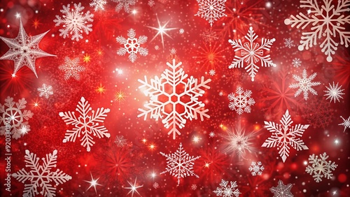 Vibrant red festive background adorned with delicate snowflakes, adding a touch of winter wonderland magic to your holiday season designs and decorations.