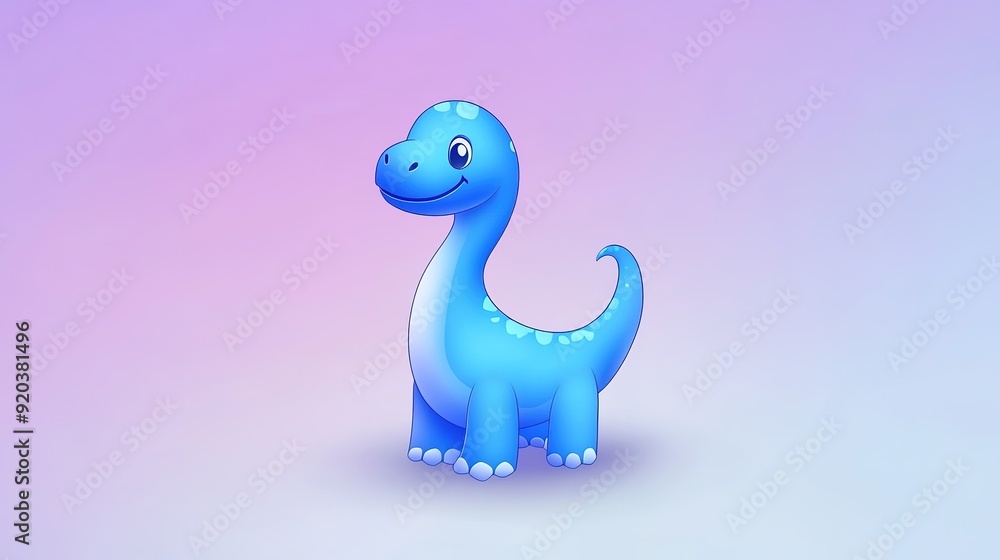 Naklejka premium Cute Blue Dinosaur Illustration with Vibrant Colors