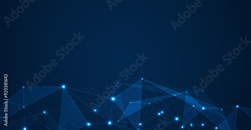 Abstract polygonal background and connecting dots and lines