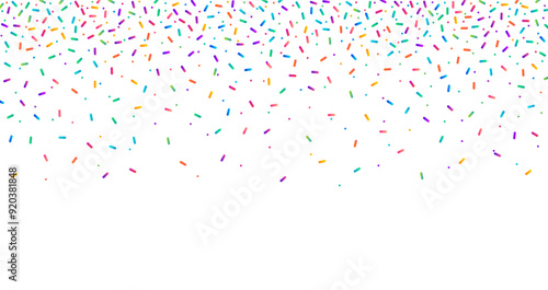 Colorful sprinkles banner background, colorful falling decorative sprinkles background
