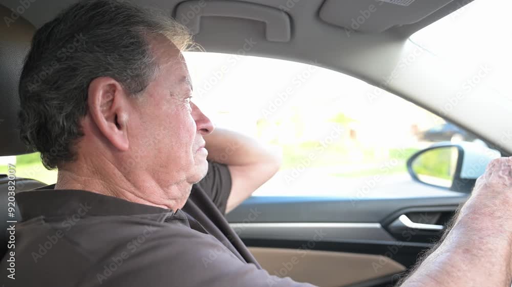 senior citizen driver remembers to buckle up for safety with the safety belt senior citizen driver remembers to buckle up for safety with the safety belt