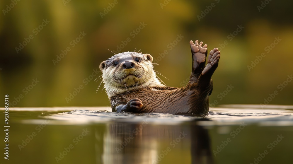 Otter Floating on Water Otter Floating on Water