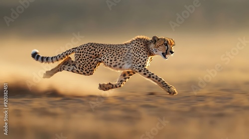 Cheetah Running at Sunset