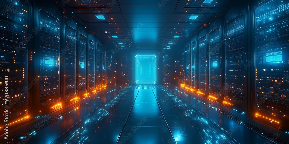 Immense Data Storage Infrastructure: High-Tech Server Farm, generative ai Immense Data Storage Infrastructure: High-Tech Server Farm, generative ai