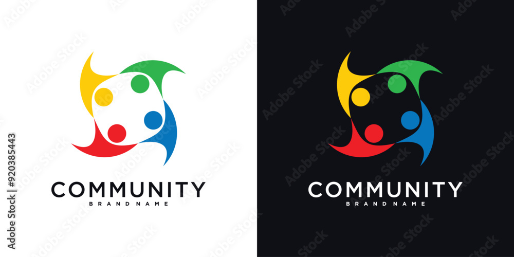 Fototapeta premium Creative colorful community logo design template sign and symbol. Premium Vector