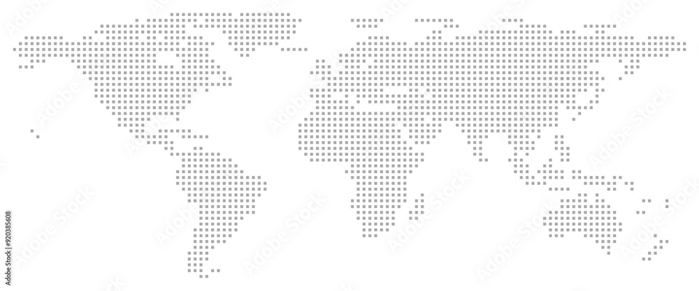 Fototapeta premium Abstract world map with grey square dotted pattern. Vector Map Illustration.