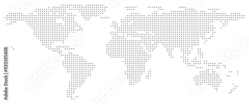 Abstract world map with grey square dotted pattern. Vector Map Illustration.