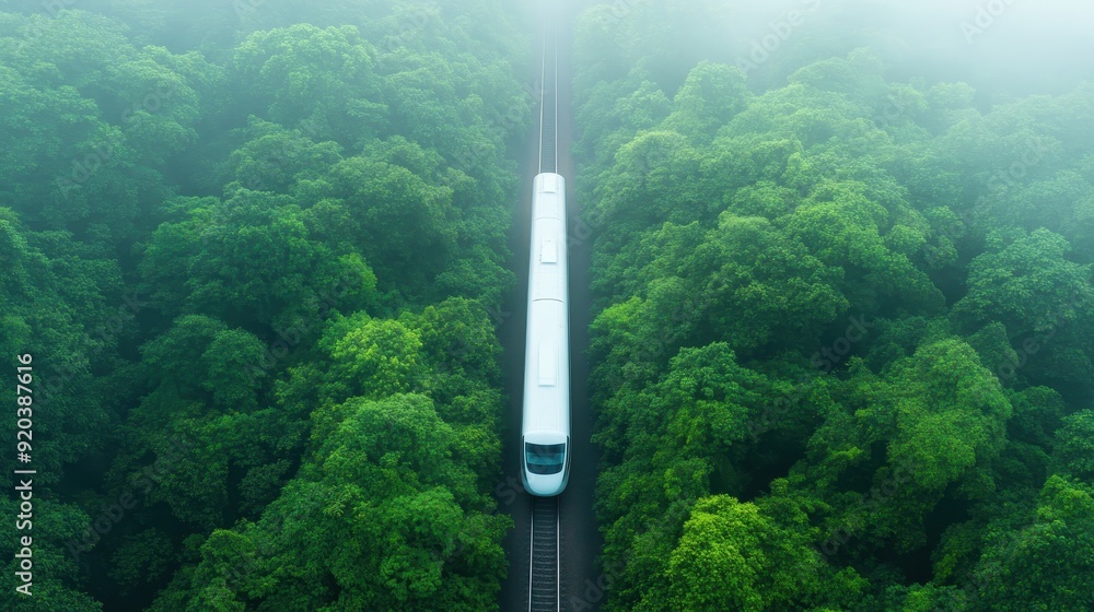 A train is traveling through a forest A train is traveling through a forest
