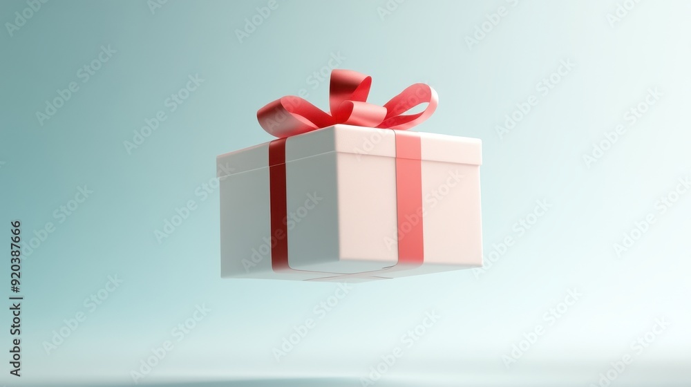 Obraz premium A white box with a red ribbon on top of it