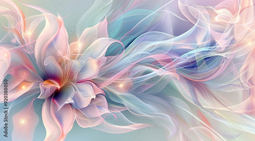 A truly beautiful and captivating abstract design seamlessly blends floral elements with soft pastels and fluid motion A truly beautiful and captivating abstract design seamlessly blends floral elements with soft pastels and fluid motion