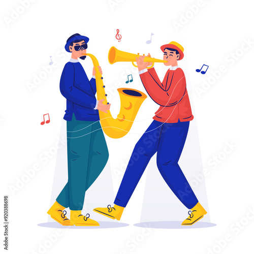 Jazz music performance festival vector illustration