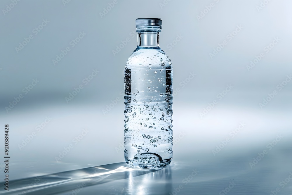 Refreshing Sparkling Water Bottle with Bubbles on a Soft Background Refreshing Sparkling Water Bottle with Bubbles on a Soft Background