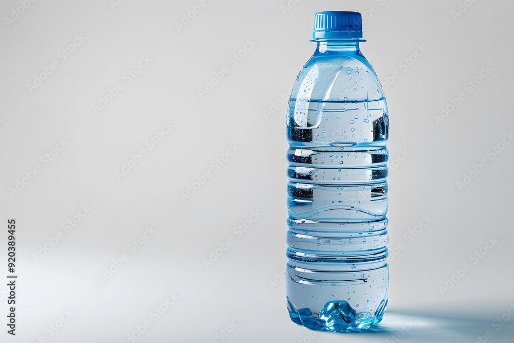 Refreshing Bottled Water with Blue Cap and Clear Liquid Refreshing Bottled Water with Blue Cap and Clear Liquid