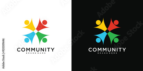 Creative colorful community logo design template sign and symbol. Premium Vector