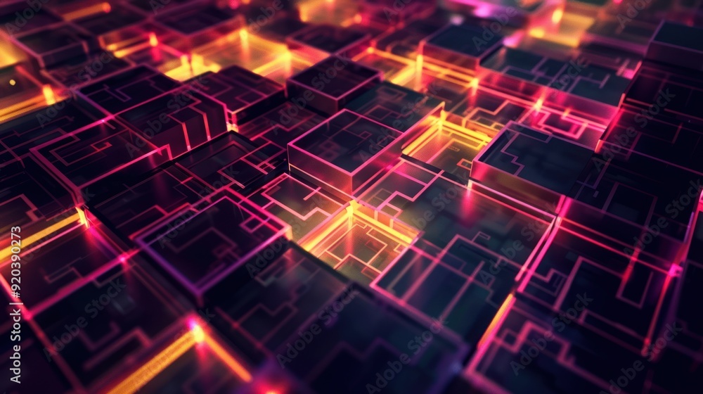 Abstract 3D Neon Grid - Digital Cyberpunk Abstract 3D Neon Grid - Digital Cyberpunk