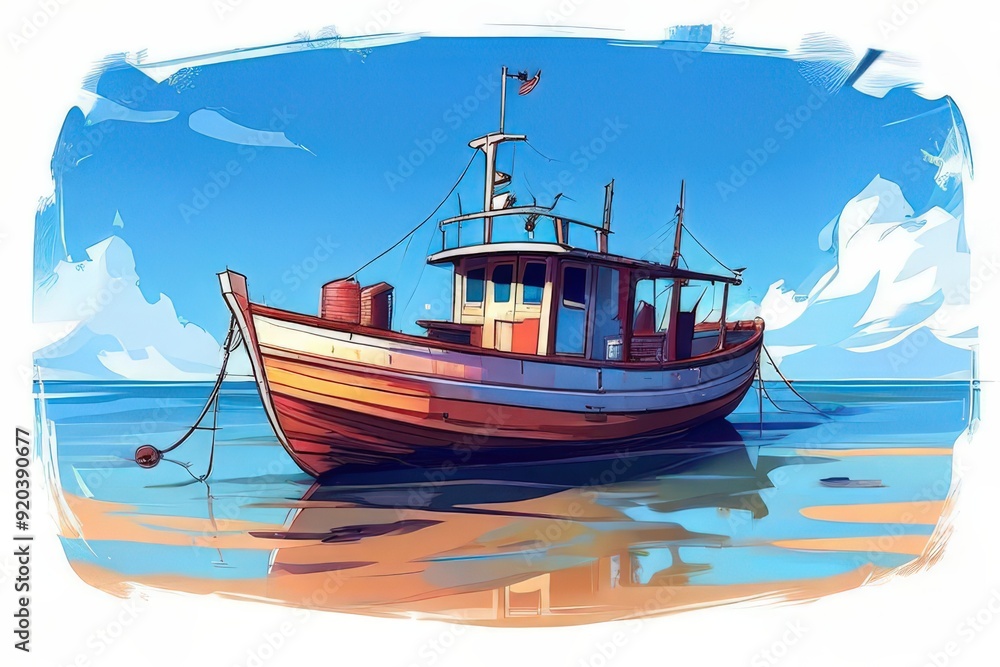 Fototapeta premium the AI Image Generator, Fishing Boat Unfolded