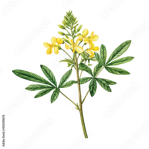 Tanners Cassia watercolor illustration. Hand drawn underwater element design. Artistic vector marine design element. Illustration for greeting cards, printing and other design projects.
