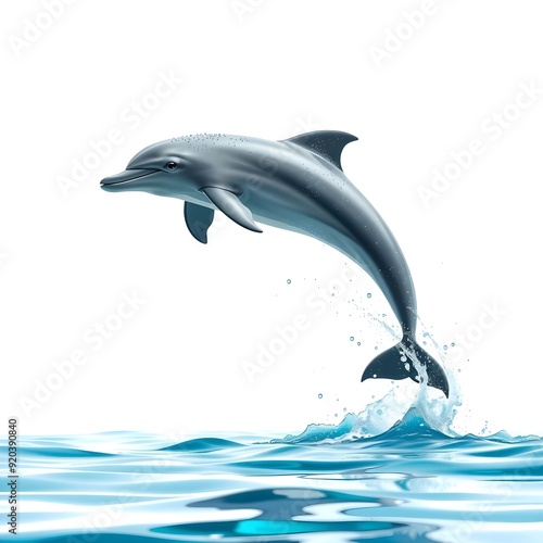 Wallpaper Mural dolphin jumping in water, dolphin isolated on white Torontodigital.ca