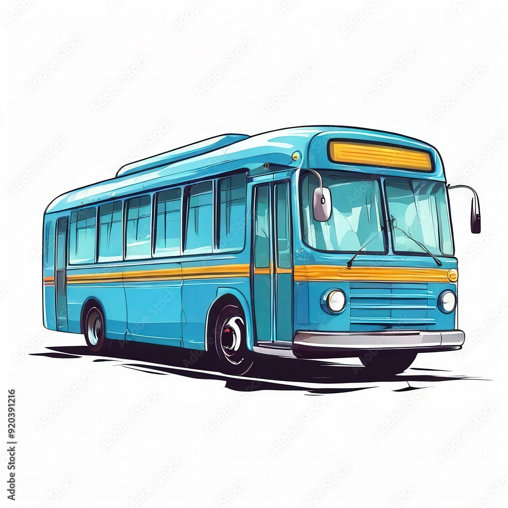 the AI Image Generator, empty retro-style city bus stands isolated the AI Image Generator, empty retro-style city bus stands isolated