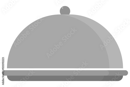 Grey restaurant cloche isolated on a white background.