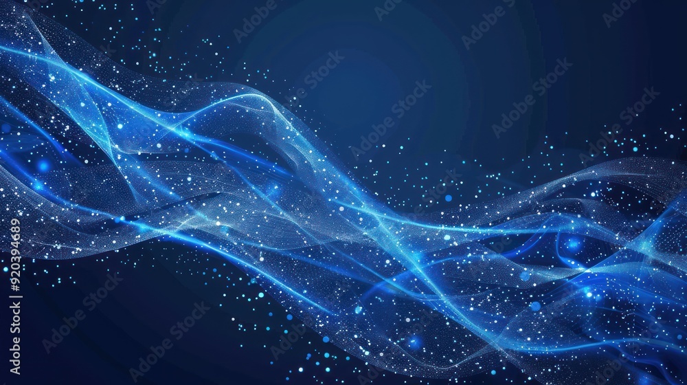 Abstract Blue Glowing Waves with Sparkles Abstract Blue Glowing Waves with Sparkles