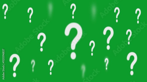 question mark animation or exclamation mark signs on green screen background.  confused dizzy, final decision, Pop up,  Doubts, Why asking concept. problem or reason sign. green question mark.