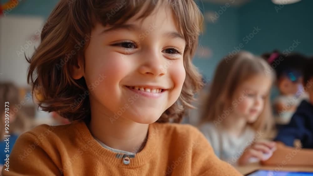 Kids in a modern classroom are using tablets and AI assistants, highlighting the future of education and the role of technology in optimizing learning. Kids in a modern classroom are using tablets and AI assistants, highlighting the future of education and the role of technology in optimizing learning.