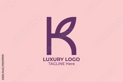 Letter logo K with beauty concept Premium Vector, K letter logo design with a combination of leaves for fashion or beauty logo