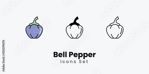Bell Pepper Icons thin line and glyph vector icon stock illustration