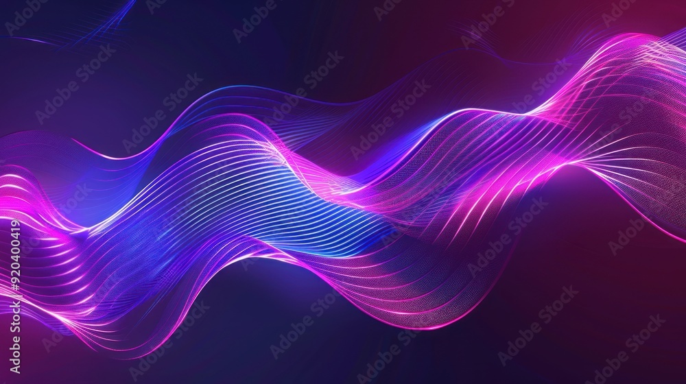 Abstract Glowing Waves in Purple and Blue Abstract Glowing Waves in Purple and Blue