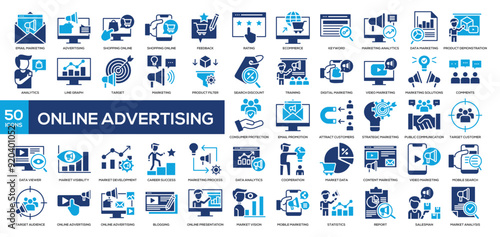 ONLINE ADVERTISING Icon Collection