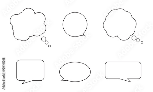 Speech bubble, speech balloon, chat bubble line art vector icon for apps and websites