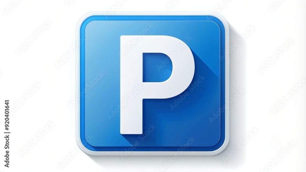 Simple and modern vector illustration of a parking sign icon, featuring a blue 'P' symbol on a white background with a subtle shadow effect. Simple and modern vector illustration of a parking sign icon, featuring a blue 'P' symbol on a white background with a subtle shadow effect.