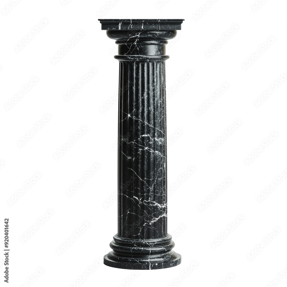 PNG Black marble column on a white background PNG Black marble column on a white background